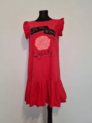 Dress with a rose and an inscription - Coral - Dresses