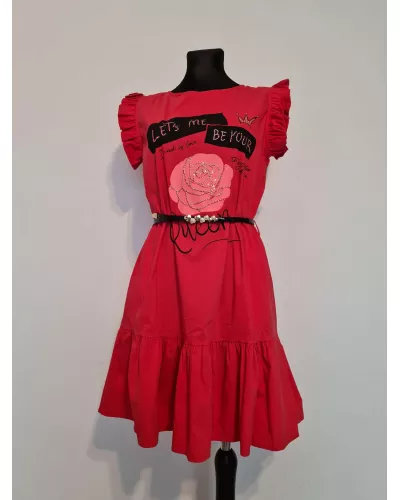 Ask for product! — Dress with a rose and an inscription - Coral