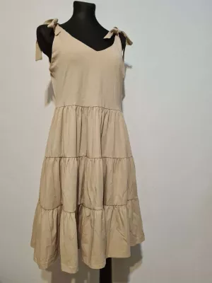 Dress with ties on the shoulders - Beige - Dresses