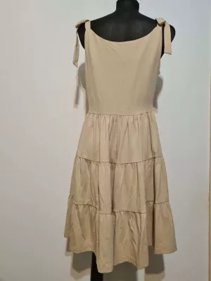 Dress with ties on the shoulders - Beige - Dresses
