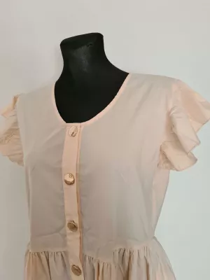 Dresses with decorative buttons and a belt - Vanilla - Dresses