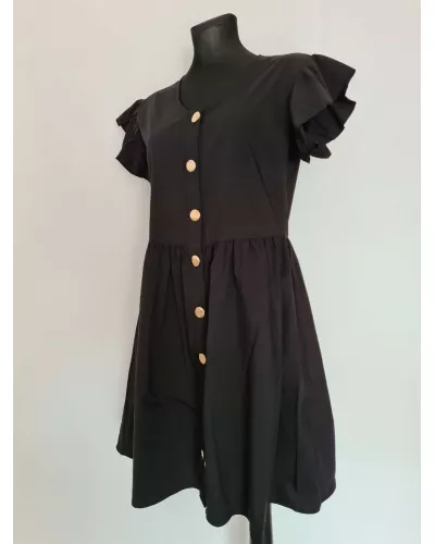 Ask for product! — Dresses with decorative buttons and a belt - Black