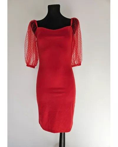Ask for product! — Dress with puffy sleeves - Red