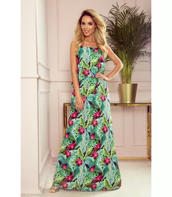 Long, summer dress with straps - Colorful