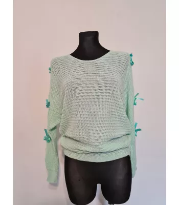 Braided sweater with bows - Mint