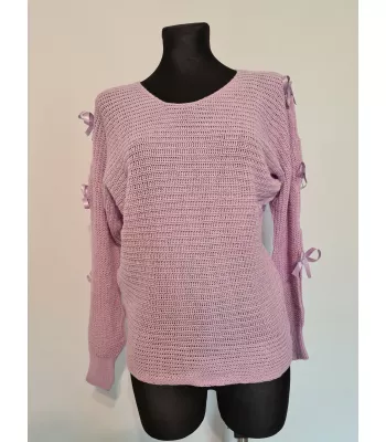 Braided sweater with bows - Purple