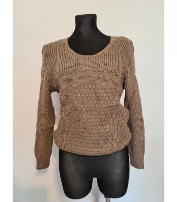 Knitted front sweater - Brown