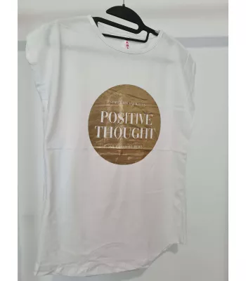 T-shirt with a golden decorative inscription - White