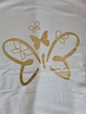 T-shirt with a beautiful, golden butterfly application - White - Blouses
