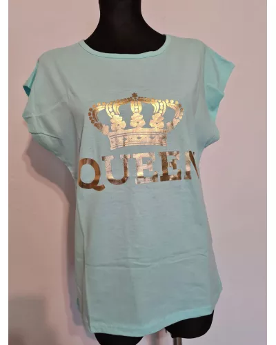 Zapytaj o produkt! — T-shirt damski, koszulka z rękawkiem QUEEN - miętowy