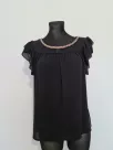 Black blouse with a frill on the sleeves and decorative sequins