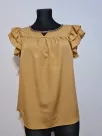 Blouse with a frill on the sleeves and decorative sequins - caramel