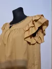 Blouse with a frill on the sleeves and decorative sequins - caramel