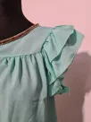 Blouse with a frill on the sleeves and decorative sequins - Mint