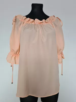 Blouse with bindings on the shoulders and sleeves - salmon - Blouses