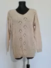 Braided sweater with an openwork front, smooth back - Beige