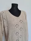 Braided sweater with an openwork front, smooth back - Beige
