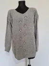 Braided sweater with openwork front, smooth back - Gray