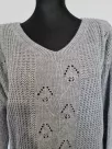 Braided sweater with openwork front, smooth back - Gray