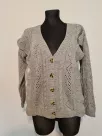 Cardigan sweater with ruffles and buttons - Gray