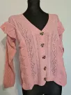 Cardigan sweater with ruffles and buttons - Pink