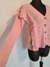 Cardigan sweater with ruffles and buttons - Pink