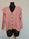 Cardigan sweater with ruffles and buttons - Pink