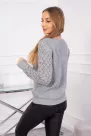 Cotton sweater with openwork decoration - Gray
