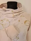 Cotton sweatshirt with hood, beige constellation graphics