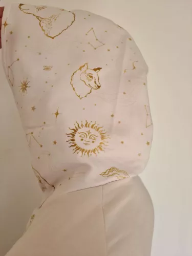 Cotton sweatshirt with hood, beige constellation graphics