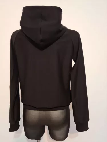 Cotton sweatshirt with hood, cat graphic, black