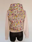 Cotton sweatshirt with hood, dream catcher graphic, beige