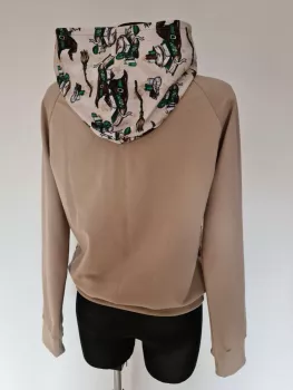 Cotton sweatshirt with hood, Potter graphics, beige
