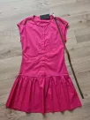 Dress with a belt and decorative sequins - pink