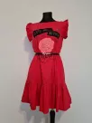 Dress with a rose and an inscription - Coral