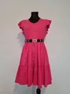 Dress with frill sleeves and a belt - pink