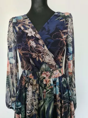 Dress with long sleeves, cutout on the back with a tie and zip fastening - Black - Dresses