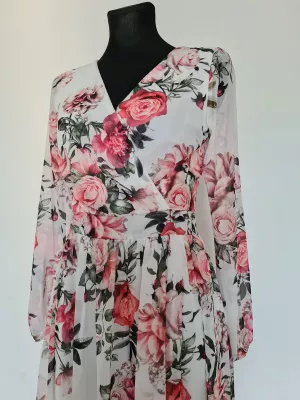 Dress with long sleeves, cutout on the back with a tie and zip fastening - White - Dresses