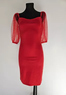 Dress with puffy sleeves - Red - Dresses