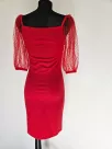 Dress with puffy sleeves - Red