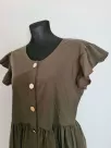 Dresses with decorative buttons and a belt - khaki