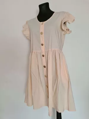 Dresses with decorative buttons and a belt - Vanilla - Dresses