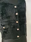 Hairy sweater with decorative buttons, heart-shaped - Black