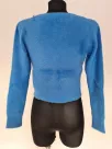 Hairy sweater with decorative buttons, heart-shaped - Blue