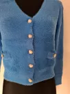 Hairy sweater with decorative buttons, heart-shaped - Blue