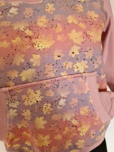 Kangaroo sweatshirt, leaf print, dark powder pink