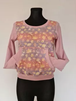 Kangaroo sweatshirt, leaf print, dark powder pink