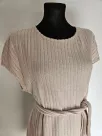 Knitted mini dress with ties - Beige