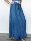 Long skirt with elastic bands - Dark blue