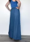 Long skirt with elastic bands - Dark blue